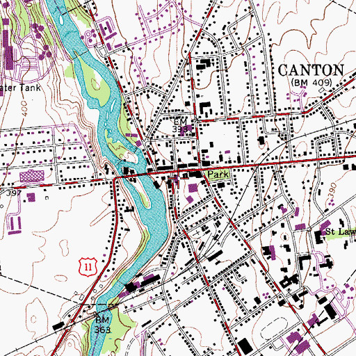 Topographic Map of Canton Town Hall, NY