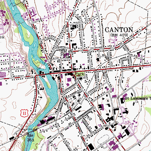 Topographic Map of Benton Memorial Library, NY