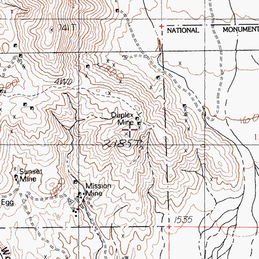 Topographic Map of Duplex Mine, CA