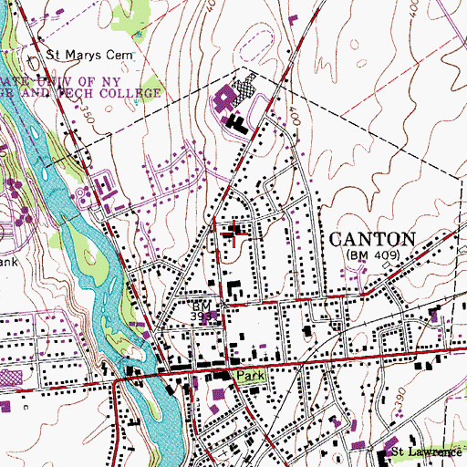 Topographic Map of Saint Mary's Roman Catholic Church, NY