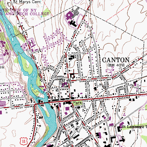 Topographic Map of Saint Lawrence County Court House, NY