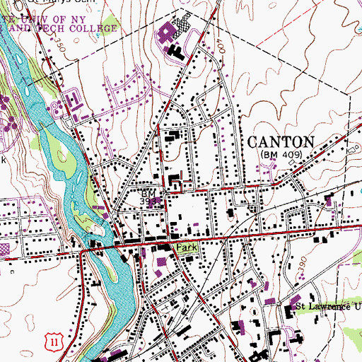Topographic Map of Saint Lawrence County Jail, NY