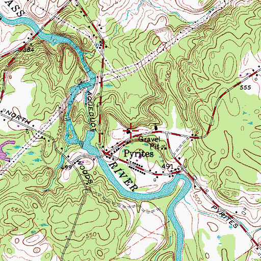 Topographic Map of Pyrites Union Free School (historical), NY