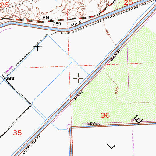 Topographic Map of Duplicate Main Canal, CA