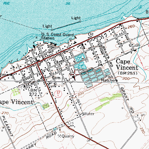 Topographic Map of Cape Vincent Central School, NY
