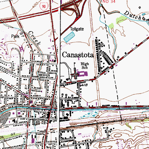 Topographic Map of Canastota Central School, NY