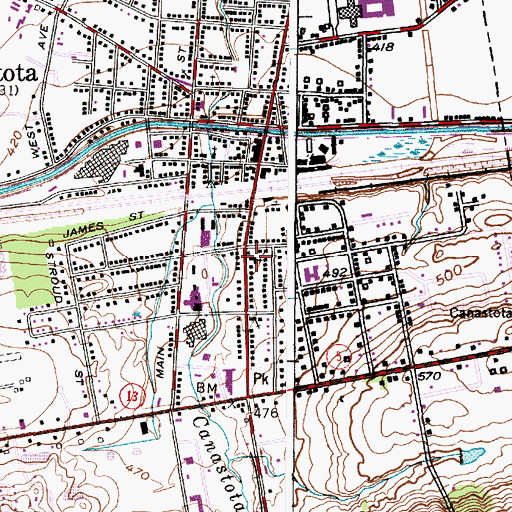 Topographic Map of First Baptist Church, NY