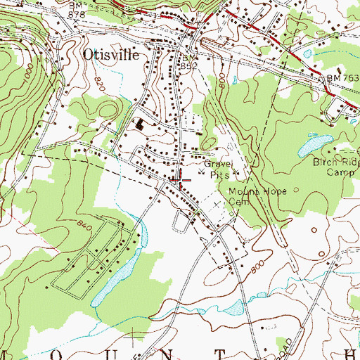 Topographic Map of Otisville Village Hall, NY