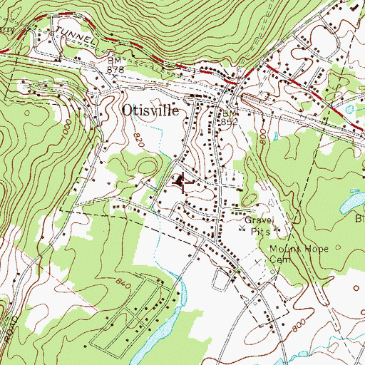 Topographic Map of Otisville Elementary School, NY
