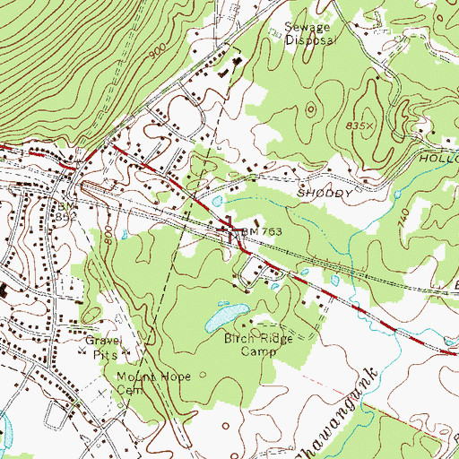 Topographic Map of Metro-North Otisville Station, NY