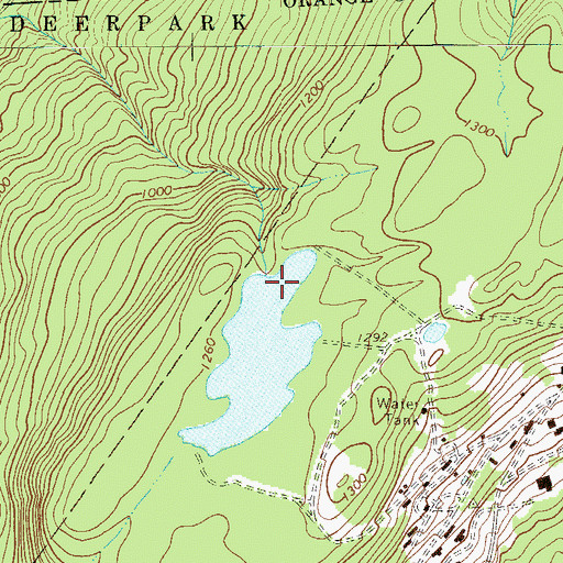 Topographic Map of Mount Hope Reservoir, NY