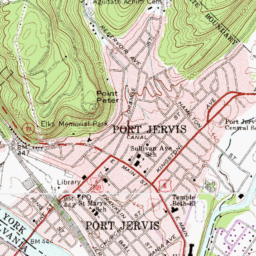 Topographic Map of Port Jervis Fireman Museum, NY