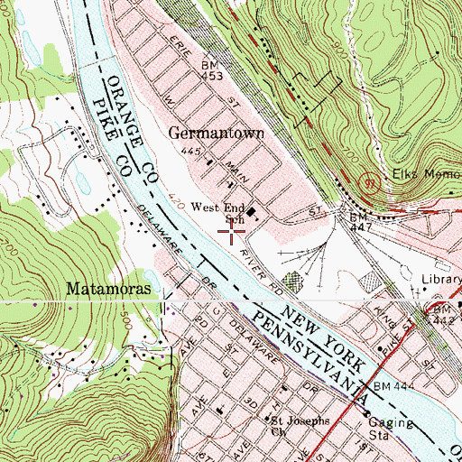 Topographic Map of West End Beach, NY