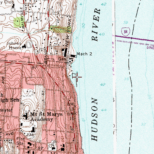 Topographic Map of Newburgh Yacht Club, NY