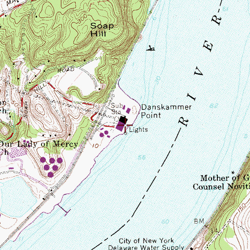 Topographic Map of Danskammer Power Station, NY