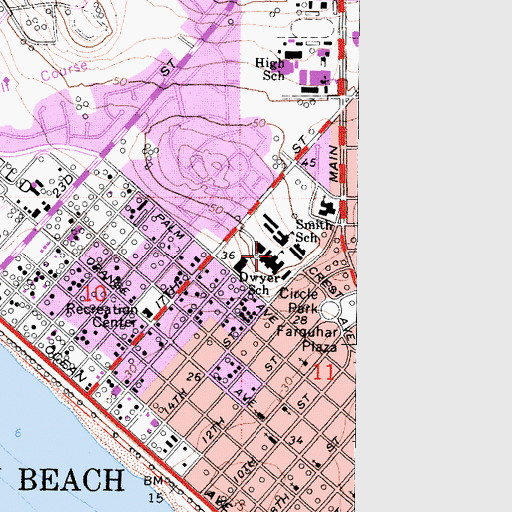 Topographic Map of Ethel Dwyer Middle School, CA