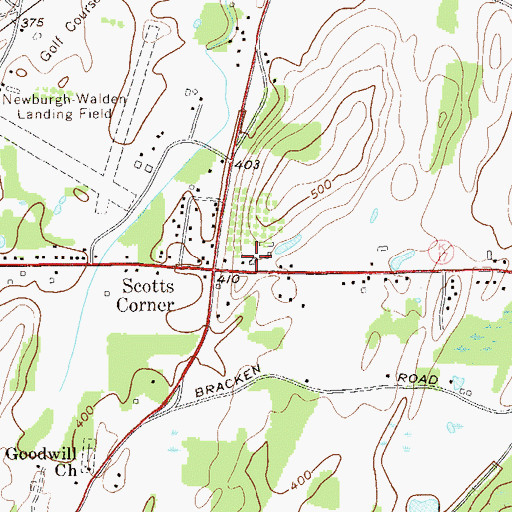 Topographic Map of Crossroads Corporate Park, NY
