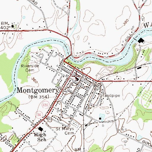 Topographic Map of Montgomery Free Library, NY