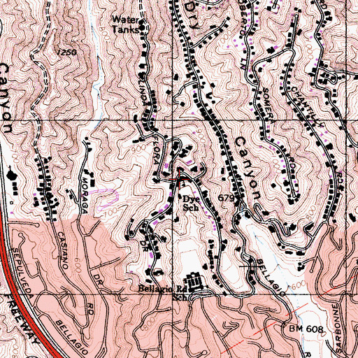 Topographic Map of Dye School, CA