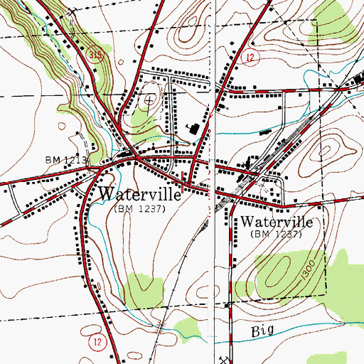 Topographic Map of Waterville Municipal Building, NY