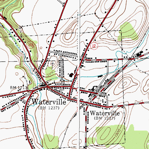 Topographic Map of Waterville Central School, NY