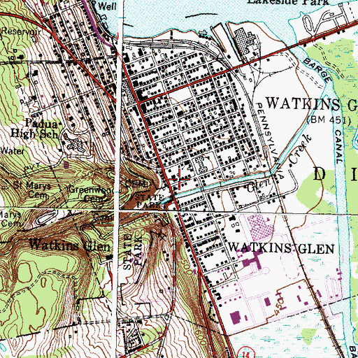 Topographic Map of Schuyler County Jail, NY