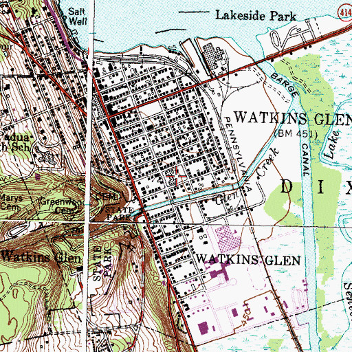 Topographic Map of Watkins Glen Middle School, NY