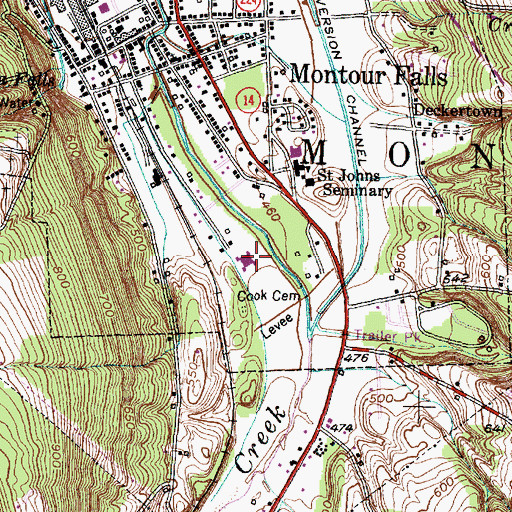Topographic Map of B C Cate Elementary School, NY