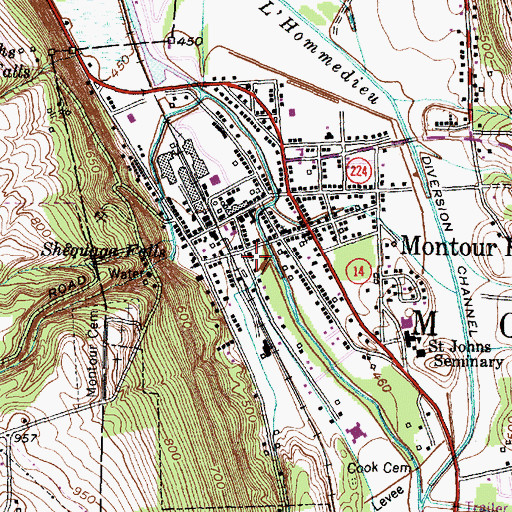 Topographic Map of Montour Falls United Methodist Church, NY