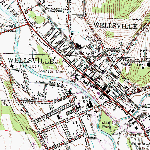 Topographic Map of Trinity First Evangelical Lutheran Church, NY