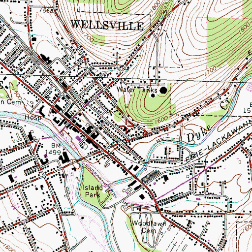 Topographic Map of Immaculate Conception Roman Catholic Church, NY