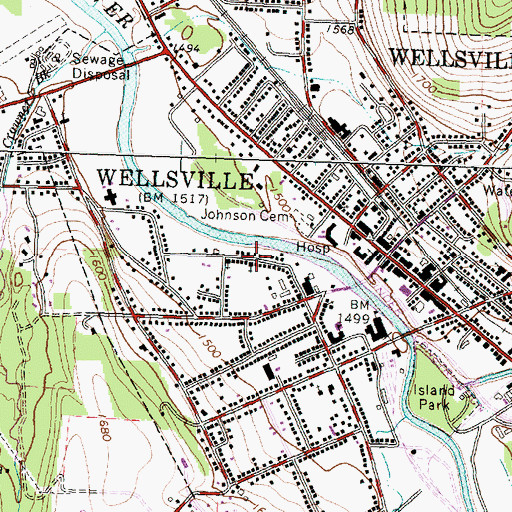 Topographic Map of Calvary Baptist Church, NY
