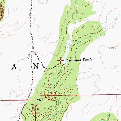 Topographic Map of Campus Tank, AZ