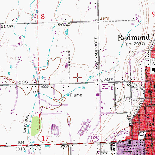 Topographic Map of Redmond High School Hartman Campus, OR