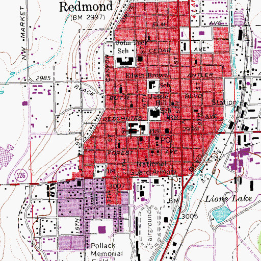 Topographic Map of Evergreen Elementary School, OR