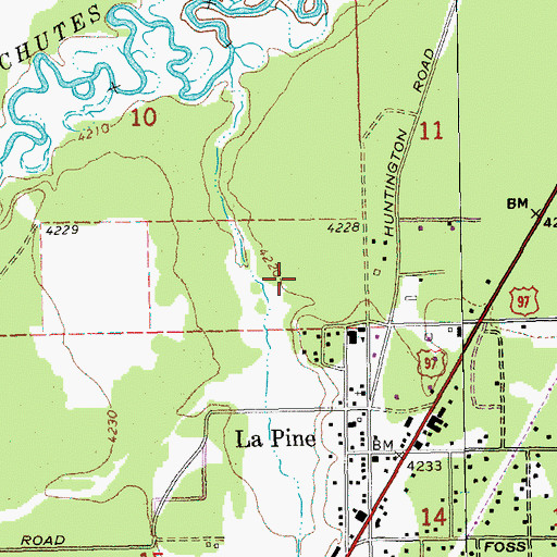 Topographic Map of La Pine Middle School, OR