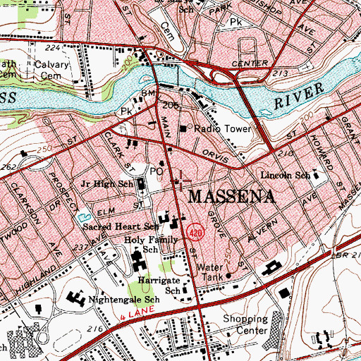 Topographic Map of Saint John's Episcopal Church, NY
