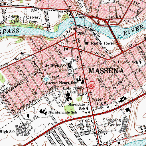 Topographic Map of Elm Park, NY