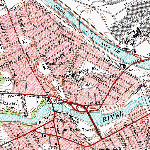 Topographic Map of Saint Mary's And Saint Joseph's Church, NY