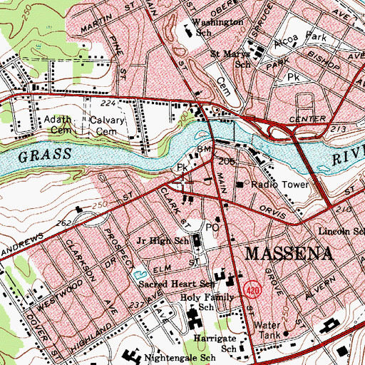 Topographic Map of West Orvis Street Cemetery, NY