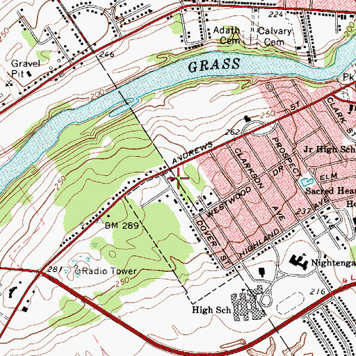 Topographic Map of Massena Baptist Church, NY