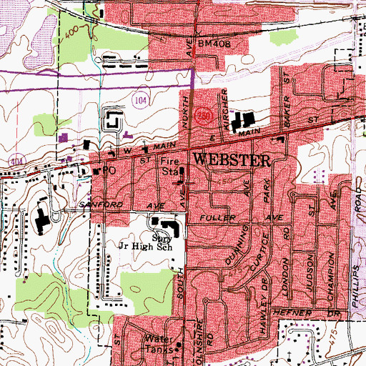 Topographic Map of First Baptist Church, NY