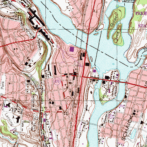 Topographic Map of Cohoes City Hall, NY