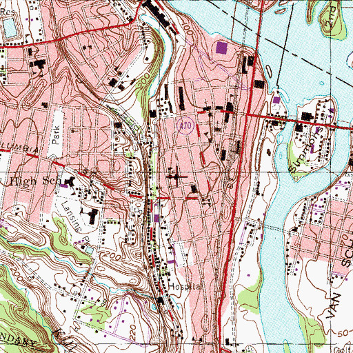 Topographic Map of Saint Joseph's School, NY
