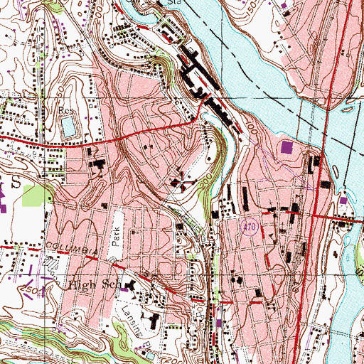 Topographic Map of Saint Agnes Roman Catholic Church, NY