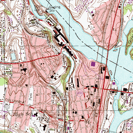 Topographic Map of Cohoes Board of Education, NY