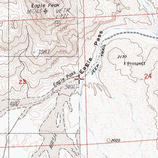 Topographic Map of Eagle Pass, CA