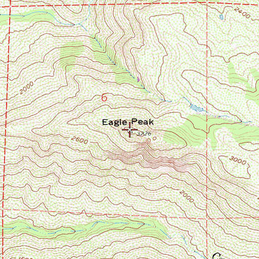Topographic Map of Eagle Peak, CA