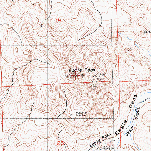 Topographic Map of Eagle Peak, CA