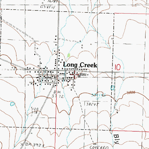 Topographic Map of Long Creek School, OR
